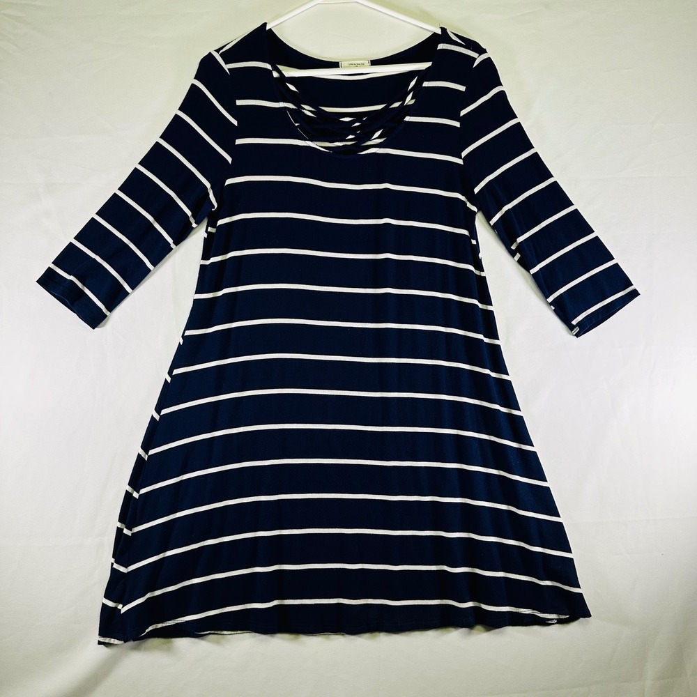 12PM by Mon Ami Navy and White Stripes Nautical Coastal Dress Womens Medium